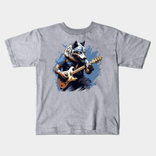 Wolf Playing Guitar Kids T-Shirt